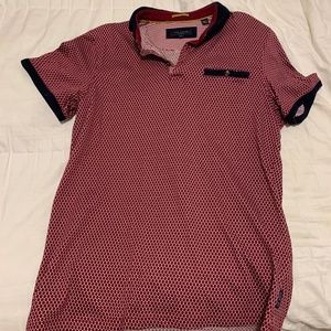 Ted Baker Mens Polo Shirt Plum / Navy (3/Medium)
